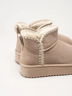 Duffy - Beige varmfodrade platåboots i mocka