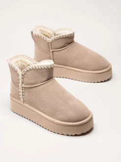 Duffy - Beige varmfodrade platåboots i mocka