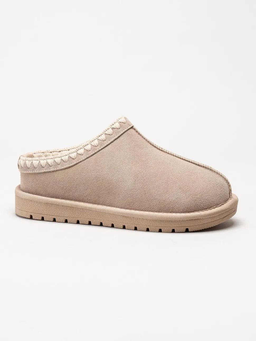 Duffy - Beige varmfodrade tofflor i mocka