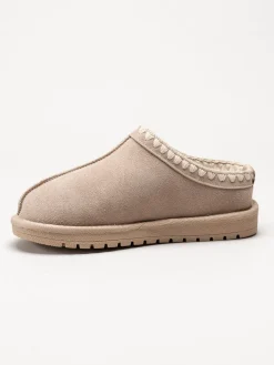Duffy - Beige varmfodrade tofflor i mocka