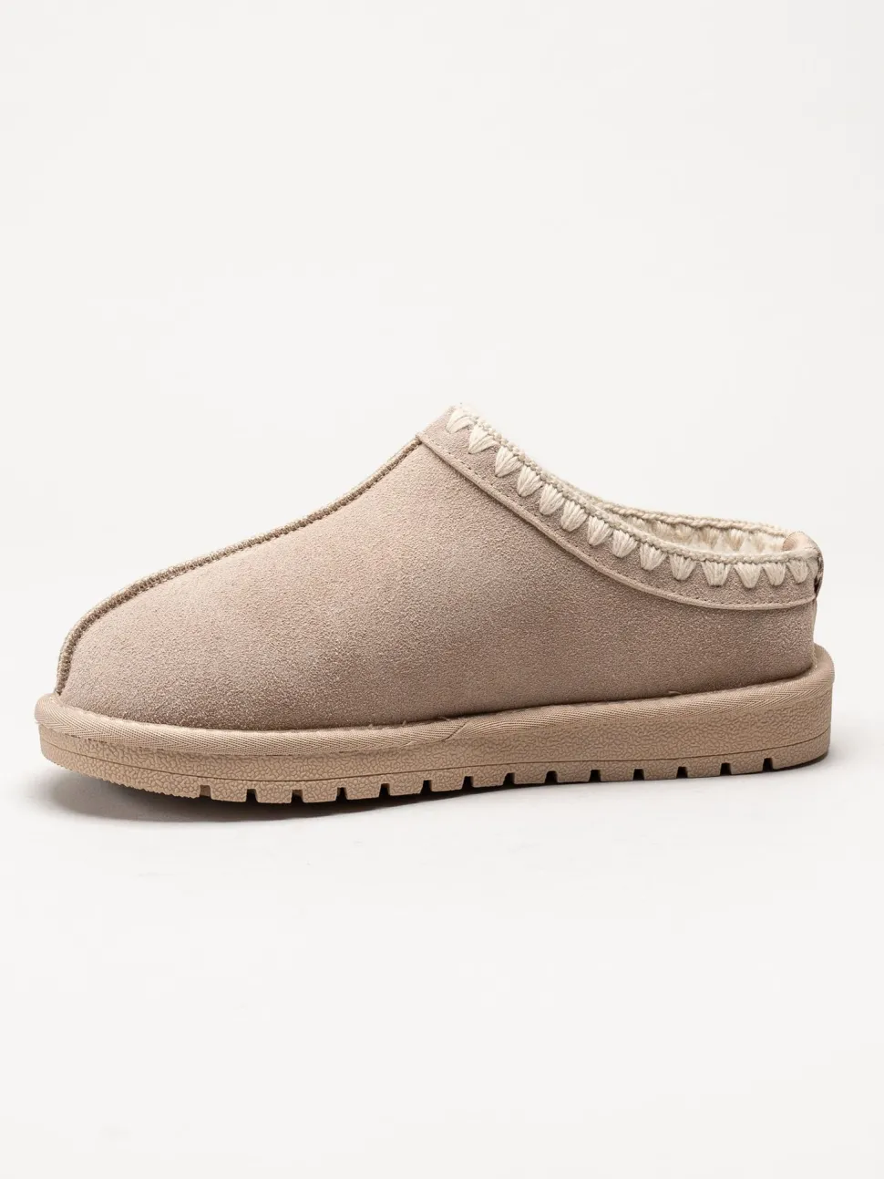 Duffy - Beige varmfodrade tofflor i mocka