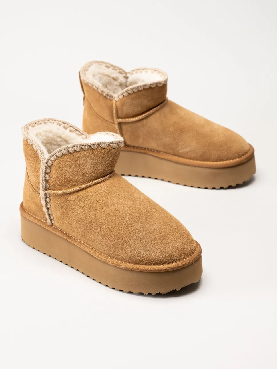 Duffy - Bruna varmfodrade platåboots i mocka