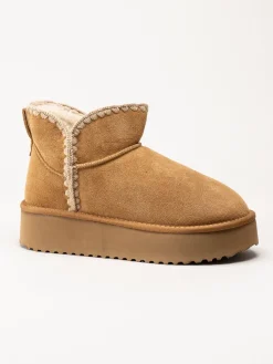 Duffy - Bruna varmfodrade platåboots i mocka
