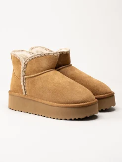 Duffy - Bruna varmfodrade platåboots i mocka