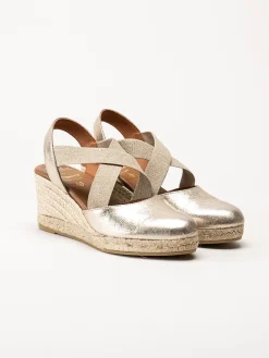 Duffy - Guldmetallic kilklackade espadrillos