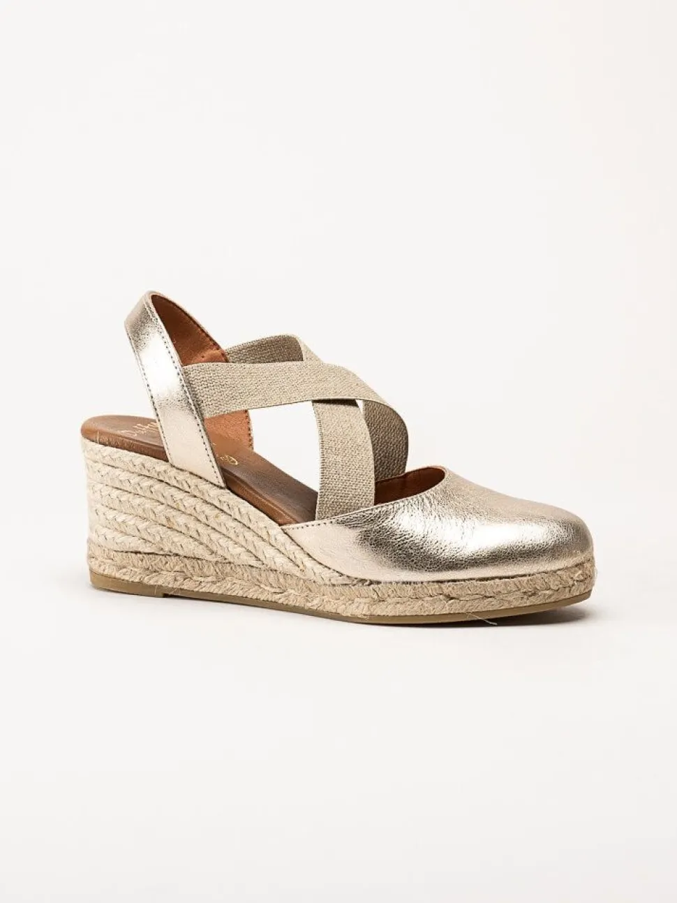 Duffy - Guldmetallic kilklackade espadrillos
