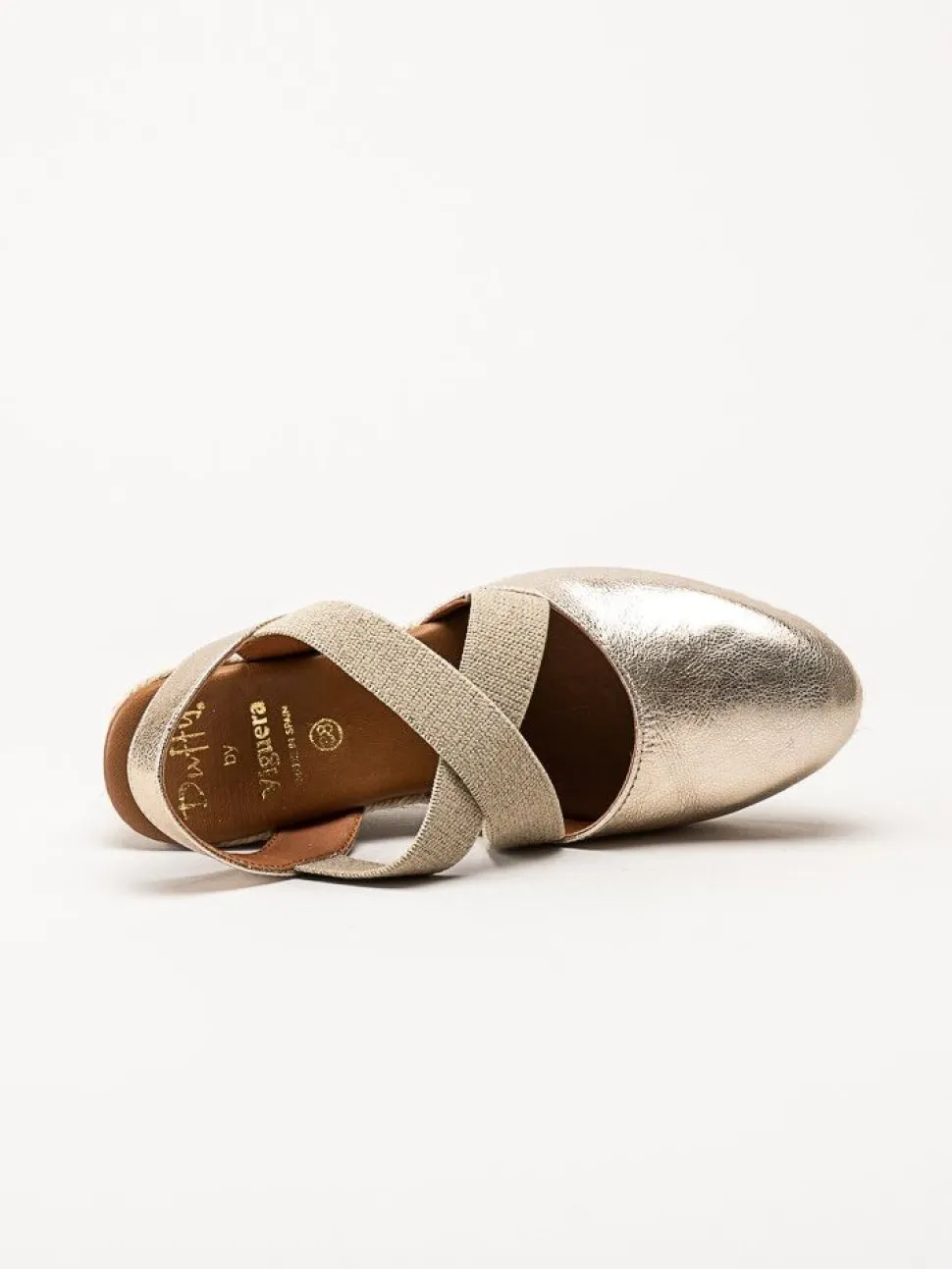 Duffy - Guldmetallic kilklackade espadrillos