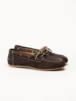 Duffy - Maucini Due - Mörkbruna loafers i mocka