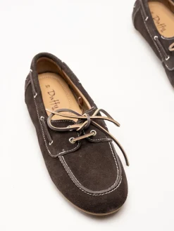 Duffy - Maucini Due - Mörkbruna loafers i mocka