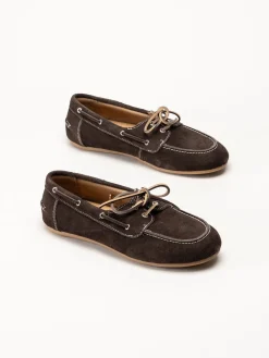 Duffy - Maucini Due - Mörkbruna loafers i mocka
