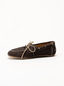Duffy - Maucini Due - Mörkbruna loafers i mocka