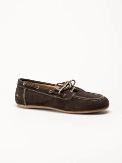 Duffy - Maucini Due - Mörkbruna loafers i mocka