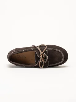 Duffy - Maucini Due - Mörkbruna loafers i mocka