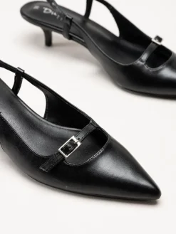 Duffy - Pomezia - Svarta slingback pumps med taxklack