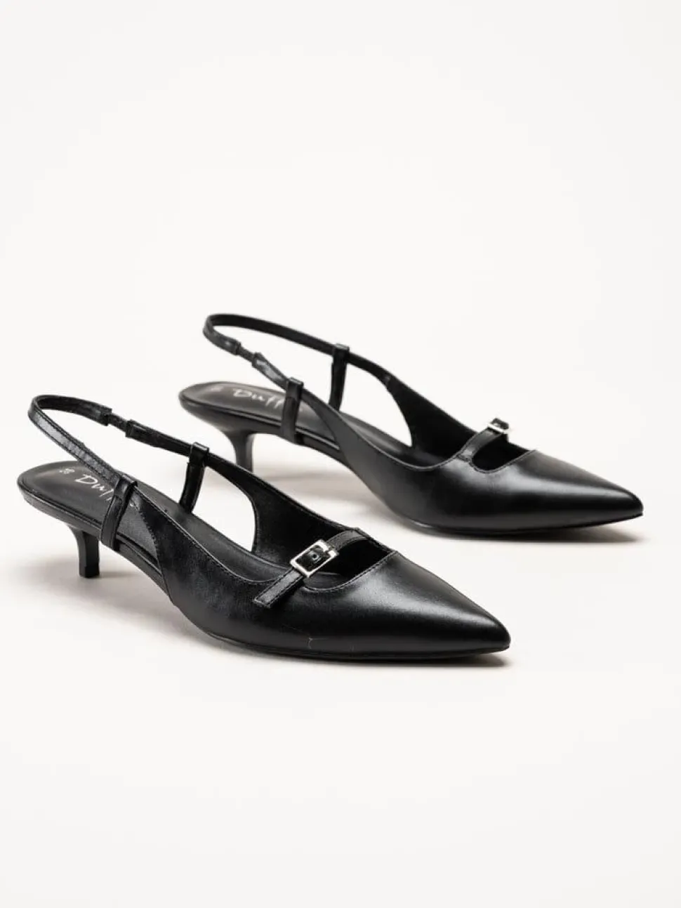 Duffy - Pomezia - Svarta slingback pumps med taxklack