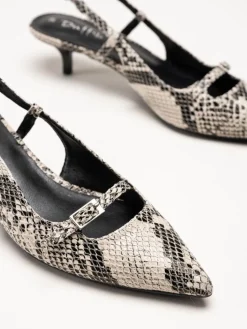 Duffy - Pomezia - Svart-Beige slingback pumps med taxklack