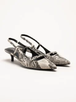 Duffy - Pomezia - Svart-Beige slingback pumps med taxklack