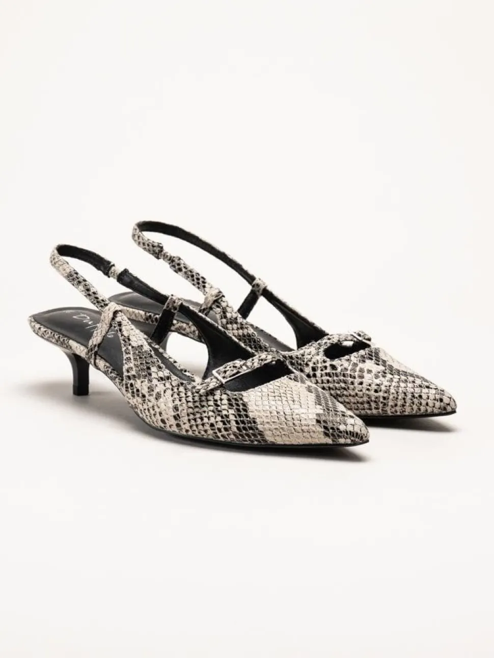 Duffy - Pomezia - Svart-Beige slingback pumps med taxklack