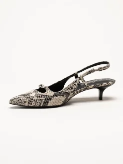 Duffy - Pomezia - Svart-Beige slingback pumps med taxklack
