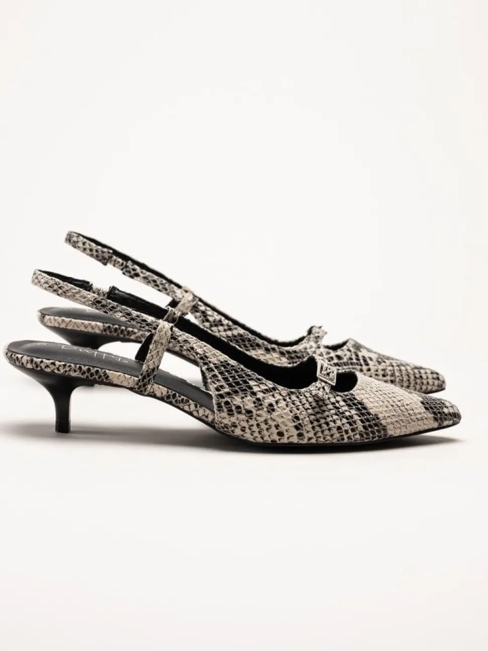 Duffy - Pomezia - Svart-Beige slingback pumps med taxklack