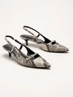 Duffy - Pomezia - Svart-Beige slingback pumps med taxklack