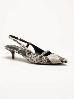 Duffy - Pomezia - Svart-Beige slingback pumps med taxklack