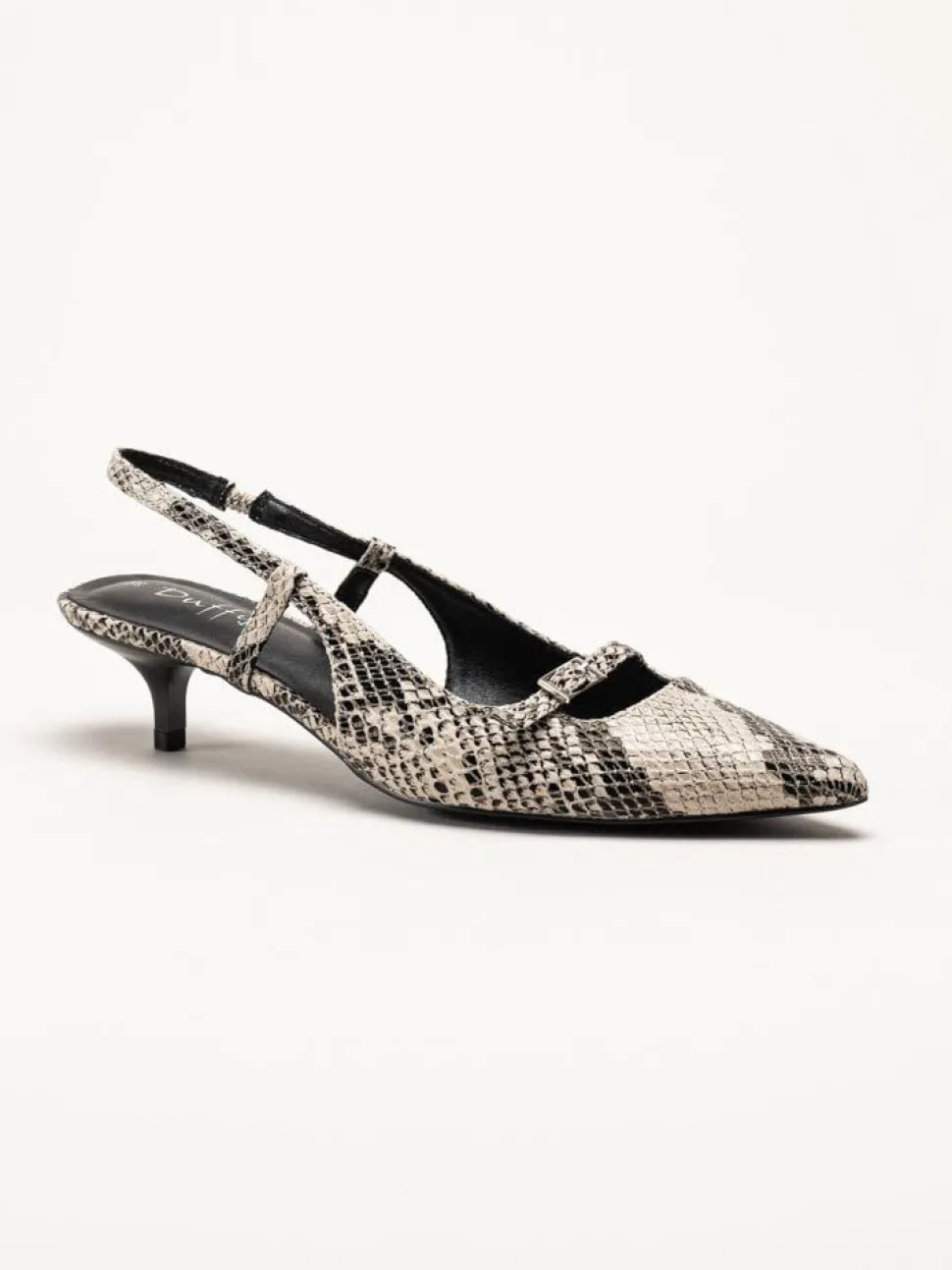 Duffy - Pomezia - Svart-Beige slingback pumps med taxklack
