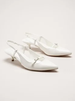 Duffy - Pomezia - Vita slingback pumps med taxklack