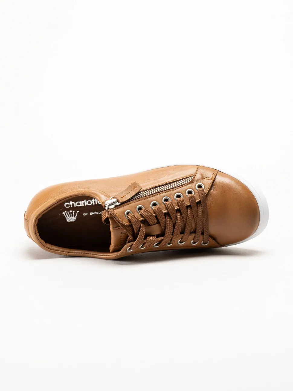 Esgano - Ljusbruna sneakers i skinn