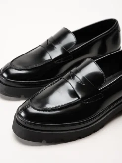 Gant Footwear - Aligrey - Svarta chunky loafers i polidoskinn