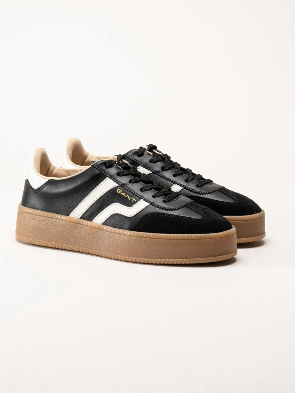 Gant Footwear - Cuzmani - Svarta retro platåsneakers i skinn och mocka