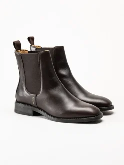 Gant Footwear - Fayy - Mörkbruna chelsea boots i skinn