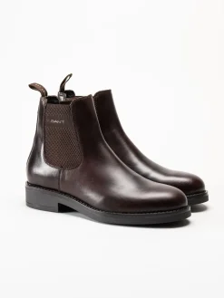 Gant Footwear - Prepdale - Mörkbruna Chelsea boots i skinn
