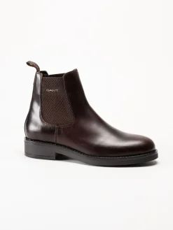 Gant Footwear - Prepdale - Mörkbruna Chelsea boots i skinn