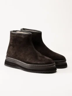 Gant Footwear - Sistown Mid Boot - Mörkbruna varmfodrade boots i mocka