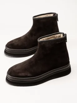 Gant Footwear - Sistown Mid Boot - Mörkbruna varmfodrade boots i mocka