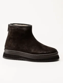 Gant Footwear - Sistown Mid Boot - Mörkbruna varmfodrade boots i mocka