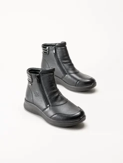 G Comfort - Double Zip - Svarta kängor i skinn