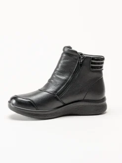G Comfort - Double Zip - Svarta kängor i skinn