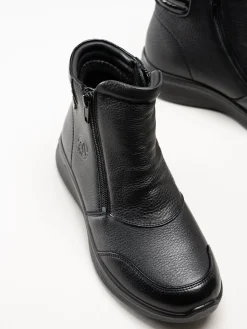 G Comfort - Double Zip - Svarta kängor i skinn