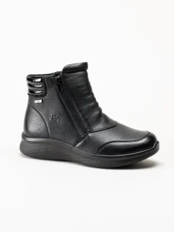 G Comfort - Double Zip - Svarta kängor i skinn