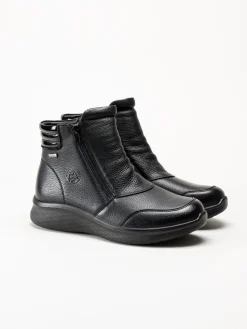 G Comfort - Double Zip - Svarta kängor i skinn