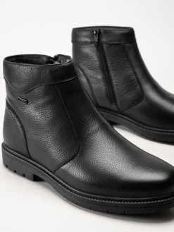 G Comfort - Svarta boots i narvsatt skinn med fårskinnsfoder