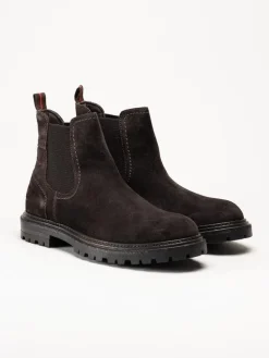 Harry Hern - Kim - Mörkbruna chelsea boots i mocka