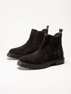 Harry Hern - Kim - Mörkbruna chelsea boots i mocka