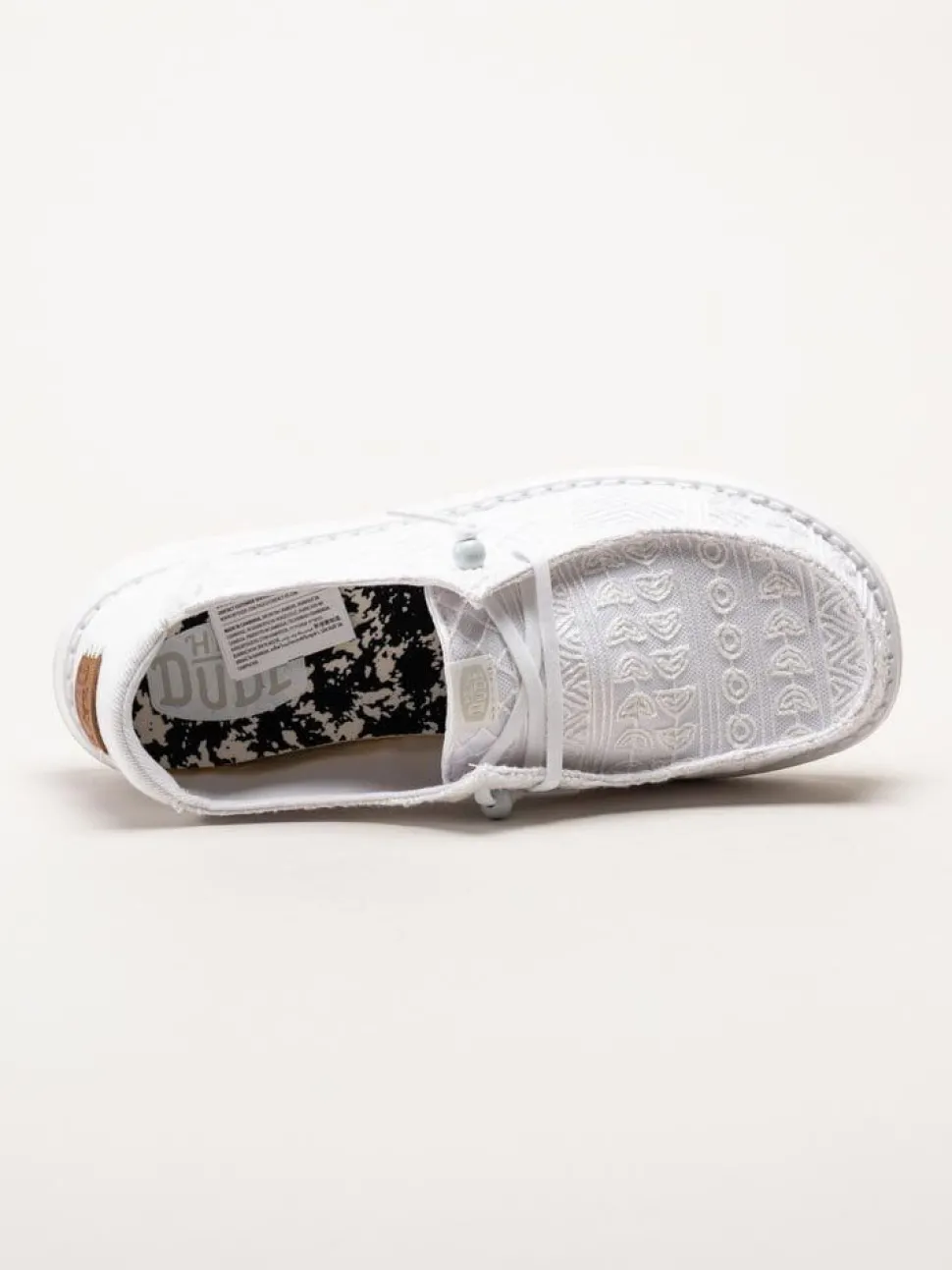 Hey Dude - Wendy Crochet Lace - Vita tygskor med virkade spetsdetaljer