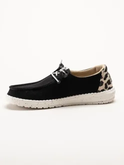Hey Dude - Wendy Leopard - Svarta tygskor med leopard detalj