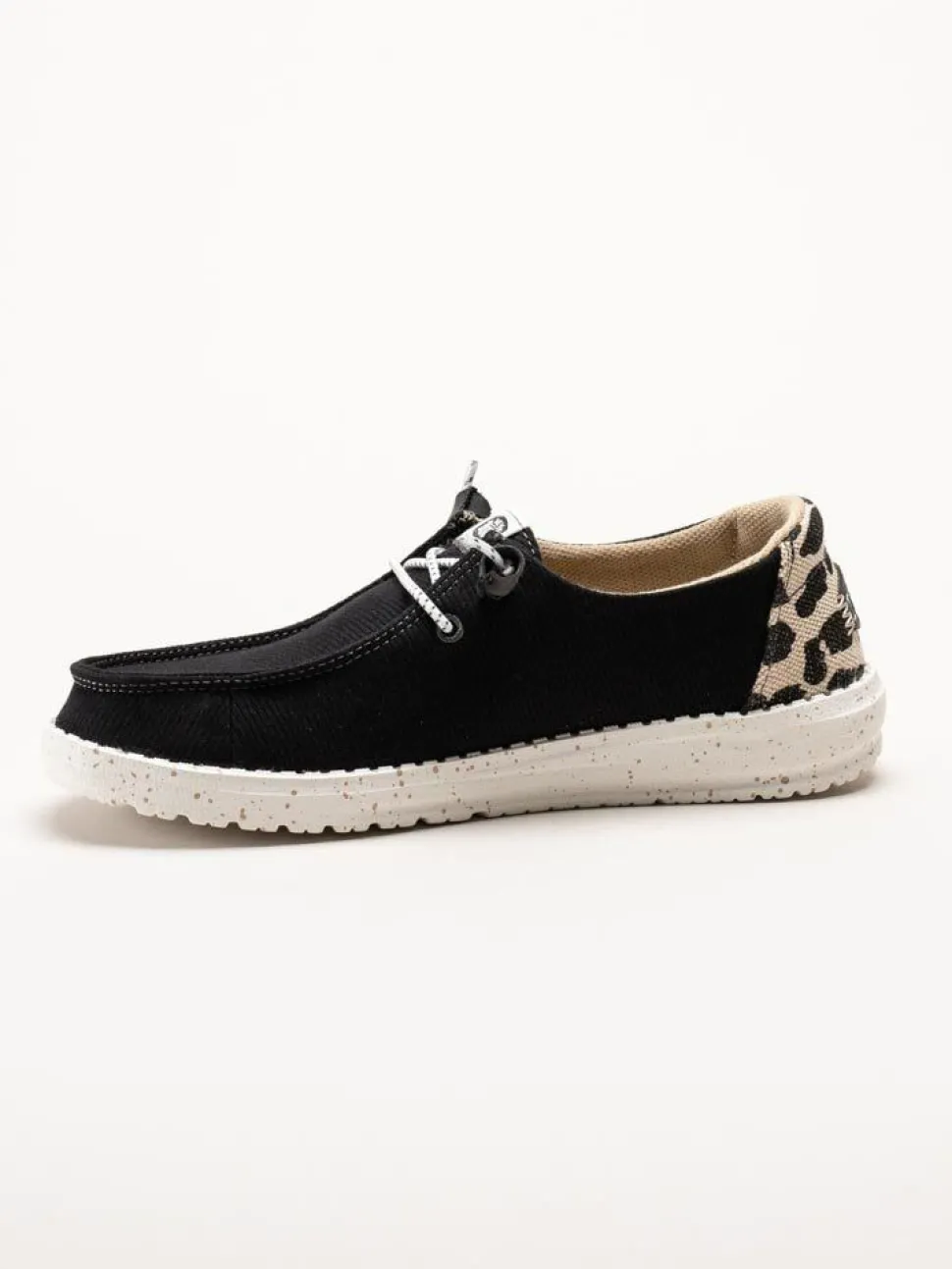Hey Dude - Wendy Leopard - Svarta tygskor med leopard detalj