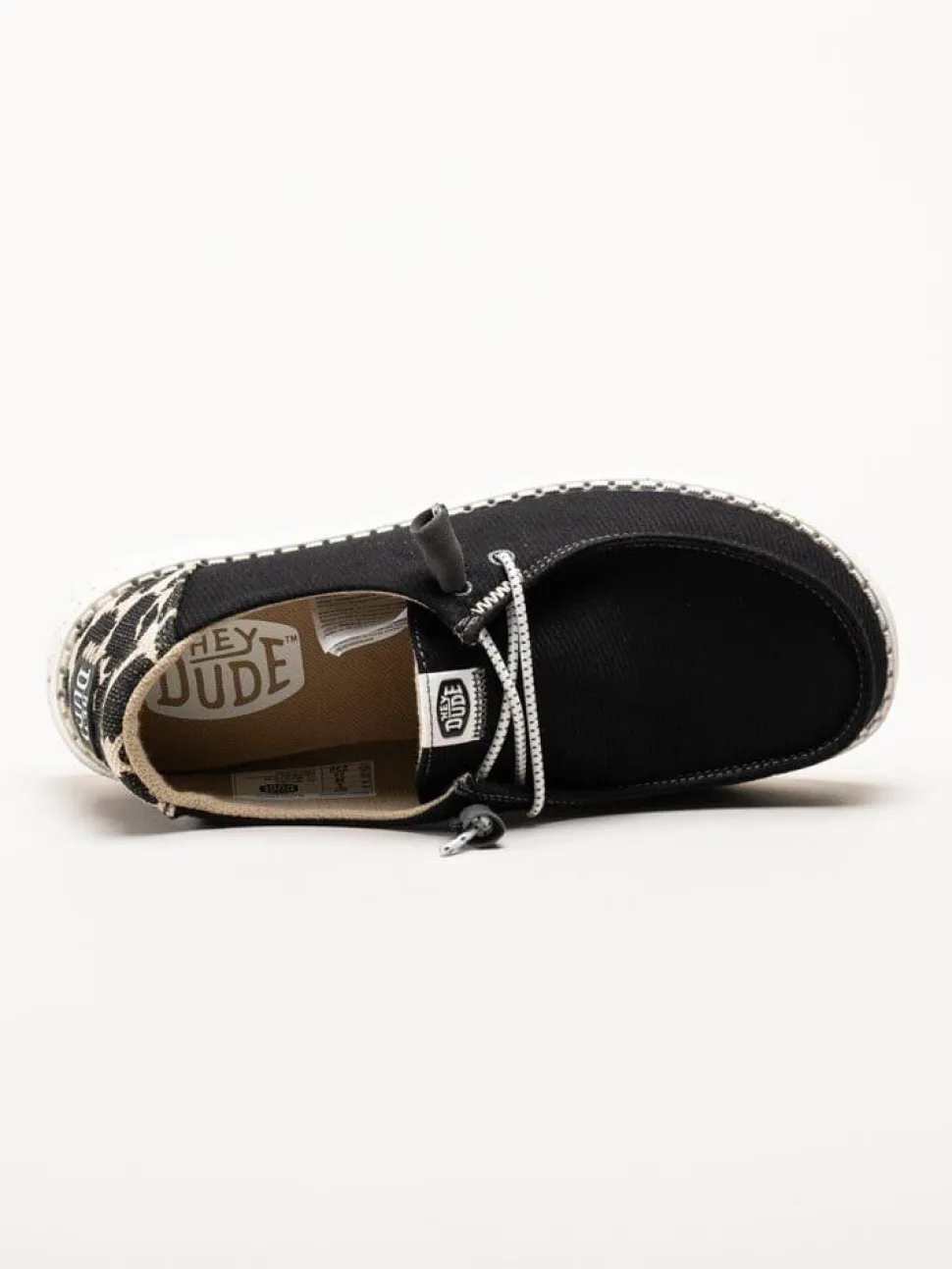 Hey Dude - Wendy Leopard - Svarta tygskor med leopard detalj