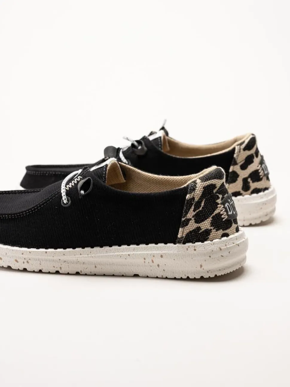 Hey Dude - Wendy Leopard - Svarta tygskor med leopard detalj